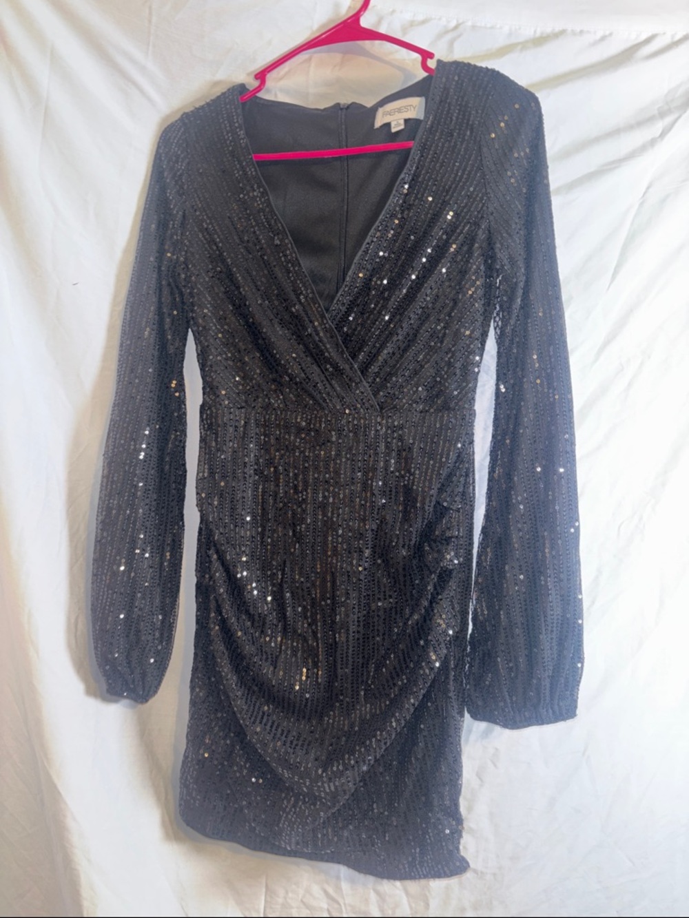 Black Sequin Long Sleeve cocktail Mini Dress